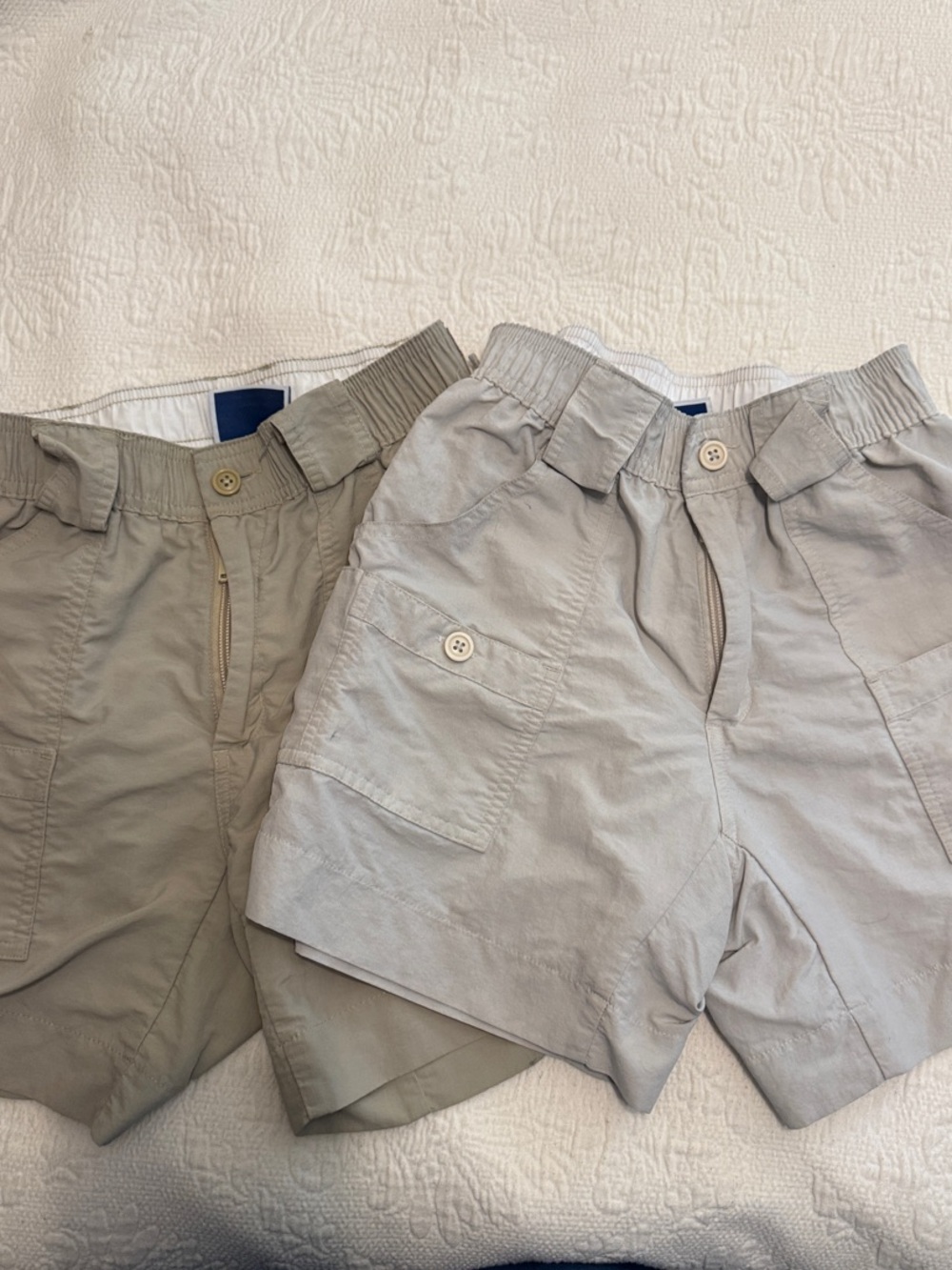 TWO PAIRS of Aftcos- Light Neutral Kids Cargo Shorts Pair - Beige & Light Gray